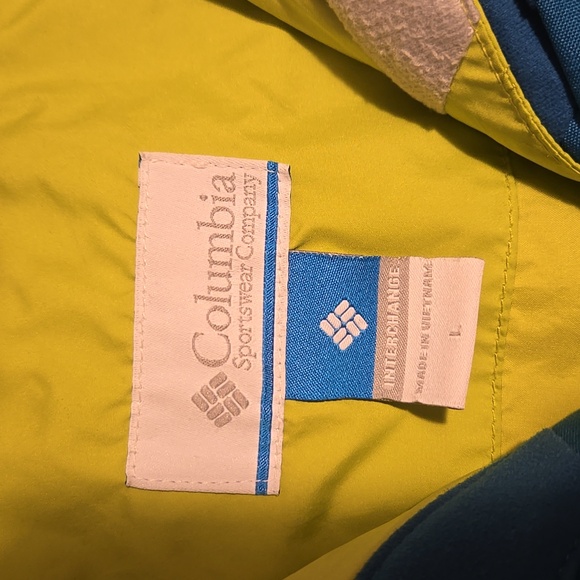 Columbia Blue Jacket with Green Zip-Out Lining and Removable Hood Size Large - Picture 3 of 7